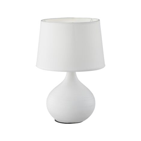 Lampada Tavolo Abat Jour Elegante Ceramica Paralume Bianca Martin GD Trio