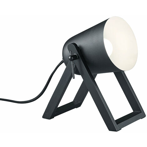 Lampada tavolo da Interno  E27 in Legno naturale Nero Opaco