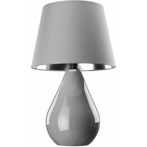 ✔️ KALIX Lampada da Tavolo Grigia per Lampadina E27 - Base in legno