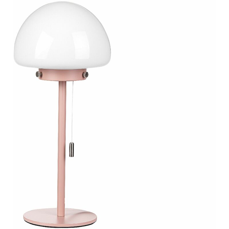 Image of Lampada tavolo minimalista con interruttore paralume base metallo rosa Moruga - Rosa