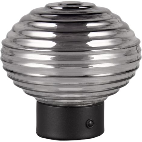 Lampada tavolo vetro fumé nero USB LED touch RL Earl