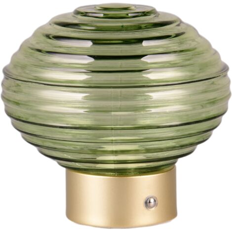 Lampada tavolo vetro verde ottone LED USB dimmer RL