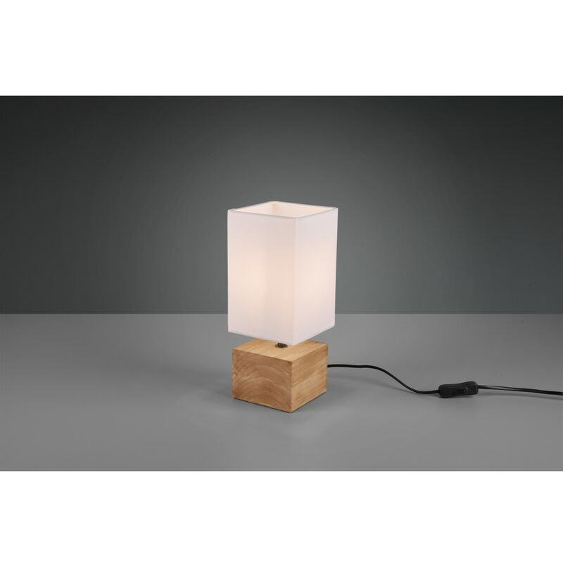 Image of Lampada Tavolo Woody Base Quadrata Legno 1xE14 Trio Lighting