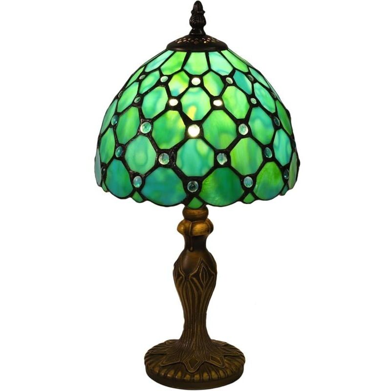 Image of Lampada Tiffany, lampada decorativa in vetro colorato vintage, lampada da scrivania, lampada da comodino, lampada da lettura, lampada da tavolo, per