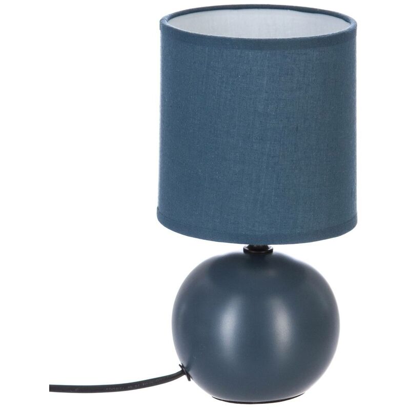 Image of Lampada in ceramica timéo blu opaco h25cm - lampada da tavolo, tempesta, presa di corrente, attacco e27, 40w, struttura in ceramica, paralume in