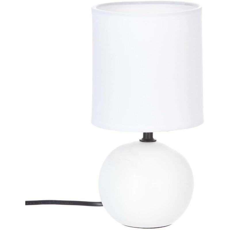 Image of Lampada in ceramica timéo bianco opaco h25cm - lampada da tavolo, bianca, presa di corrente, attacco e14, 60w, struttura in ceramica, paralume in
