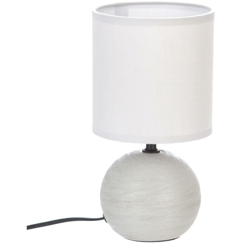 Image of Lampada in ceramica timéo grigio topo striato h25cm - lampada da tavolo, grigio chiaro, presa di corrente, attacco e27, 40w, struttura in ceramica,