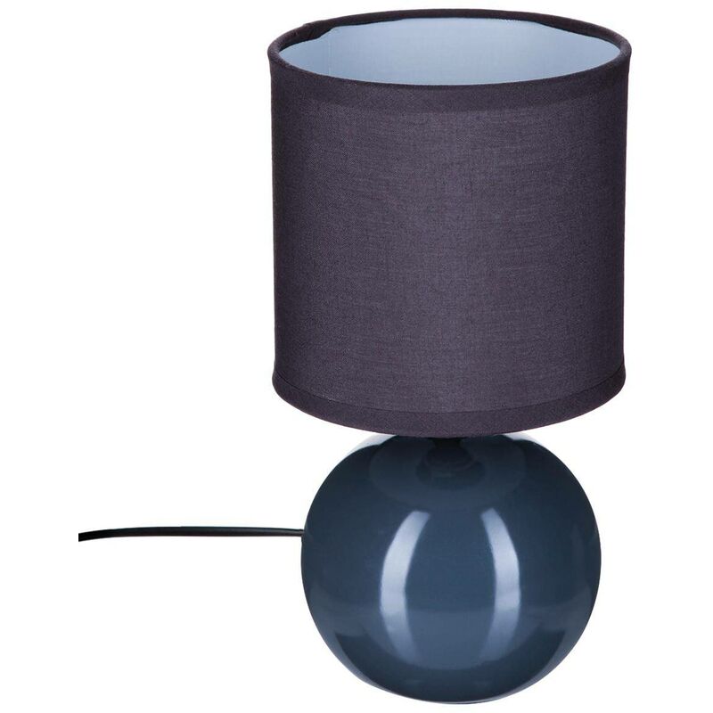 Image of Lampada in ceramica timéo grigio topo h25cm - lampada a sfera grigia, paralume in cotone e poliestere, base in ceramica, dimensioni d. 13 x h. 25 cm