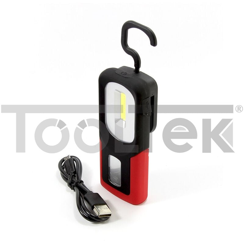 Image of Tooltek - lampada torcia lavoro calamita portatile led ricaricabile base magnetica