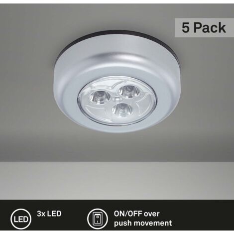 Lampada touch a LED, lampade da armadio 3x, batteria esclusa, autoadesiva, Ø 6,8 cm Briloner