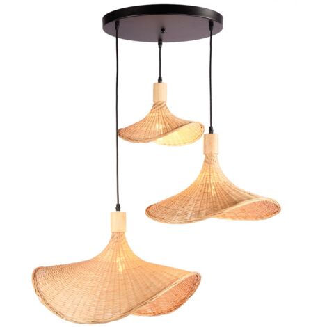 Lampada tripla a sospensione in vimini "Bellas 3" - 3xE27
