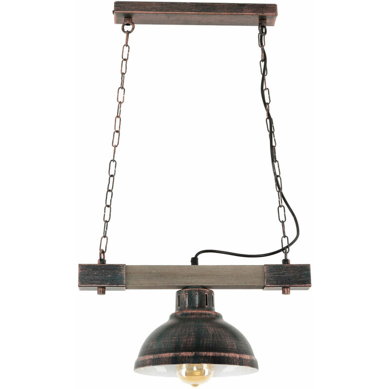 Image of Licht-erlebnisse - Lampada vintage a sospensione hakon rame antico Made in eu - Rame antico, legno