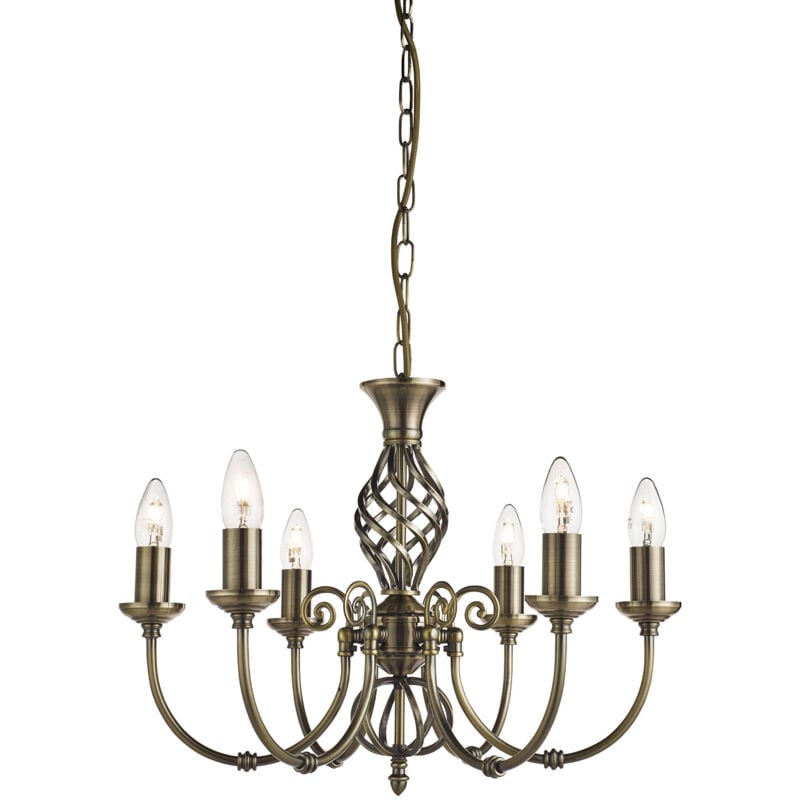 Lampadario Industrial-Nordico Zanzibar Acciaio Ottone 6 Luci E14