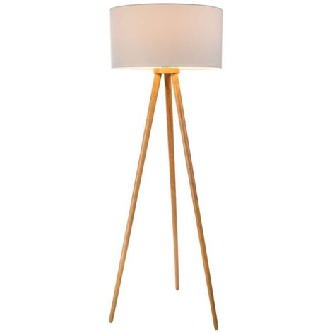Lampadaire 1 feuille. Pied Stabilo en bois de frêne, abat-jour blanc pour 1xE27, max.60W, H: 150cm, abat-jour D: 50cm FAUX