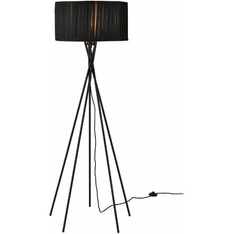 Lampadaire (1 x socle E27)(155 cm x Ø 48 cm) lampe sur pied de plancher de salon noir