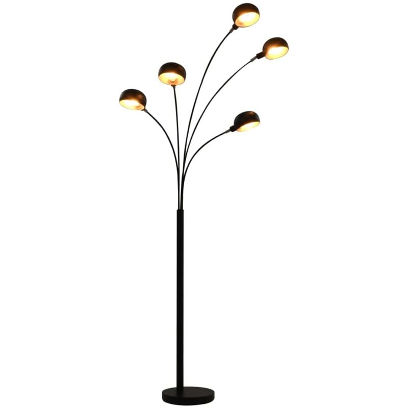 Lampadaire 200 cm 5 x E14 Noir et doré - Vidaxl