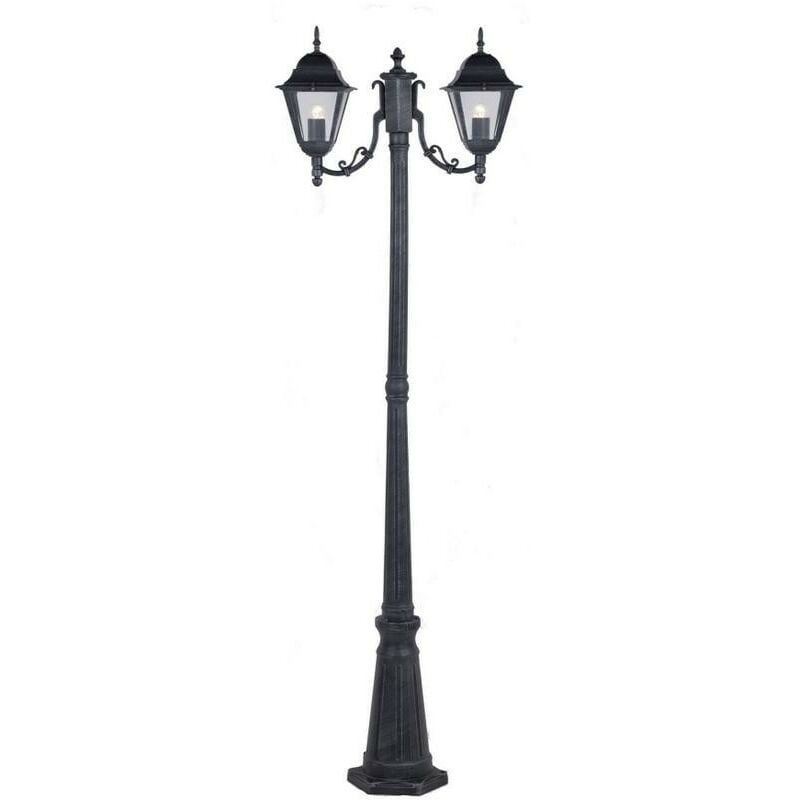 Lampadaire 2 bras new york hauteur cm.200 en fonte d'aluminium peinte en fonte grise vieillie 60w - Salon
