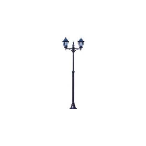 Lampadaire 2 lumières sur poteau modèle Berlin - 2X100w IP44 cm.72x230h. couleur noire