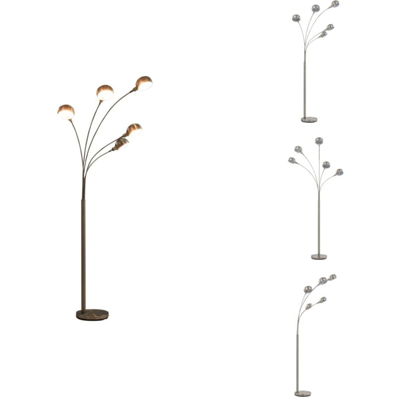 Lampadaire 200 cm 5 x E14 Argenté - Lampadaire Moderne - Lampadaire Ajustable - Lampadaire Arc - Éclairage Intérieur - Luminaire Salon