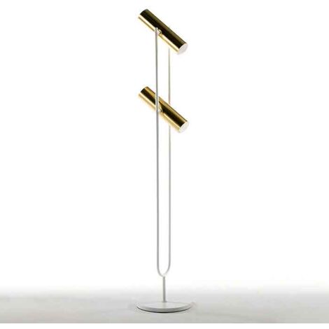 Lampadaire 22x22x120 Métal Doré/Blanc