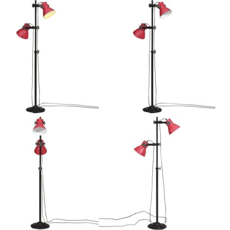 Lampadaire 25 W rouge délavé 25x25x90/160 cm E27 - Lampe de style industriel - Abat-jour en fer