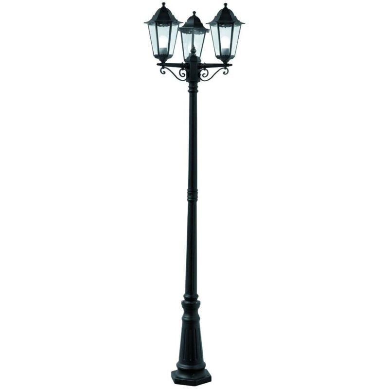 Alex - Lampadaire extérieur à 3 ampoules noir IP44, E27 - Searchlight