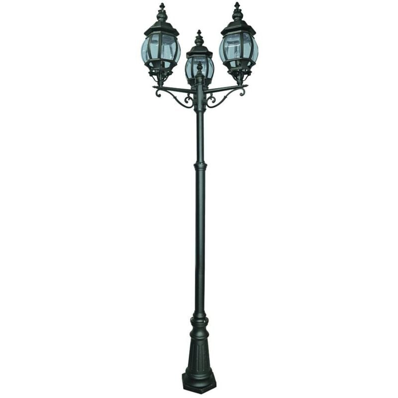 Bel Aire - Lampadaire extérieur à 3 ampoules noir IP44, E27 - Searchlight
