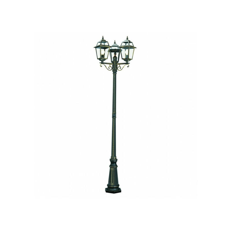 Searchlight - Lampadaire 3 ampoules New Orleans, en aluminium et verre, noir doré - Doré