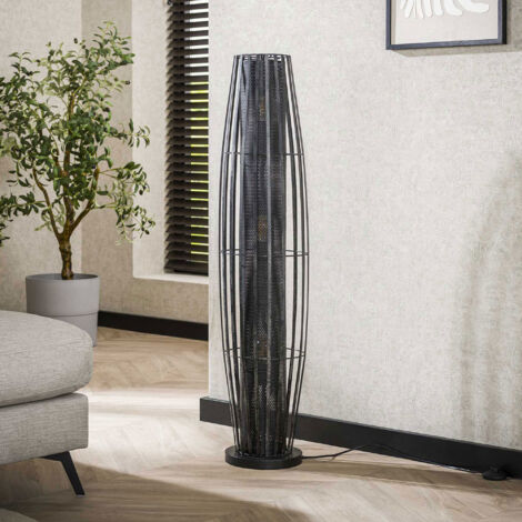 Lampadaire 3 lampes 27x120 cm en métal maillé anthracite vieilli