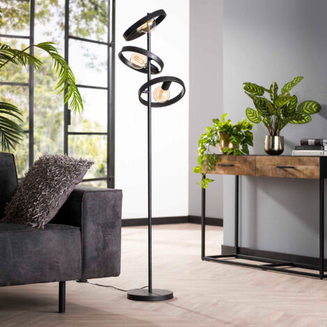 Lampadaire 3 lampes rondes en métal gris foncé - HOOVY