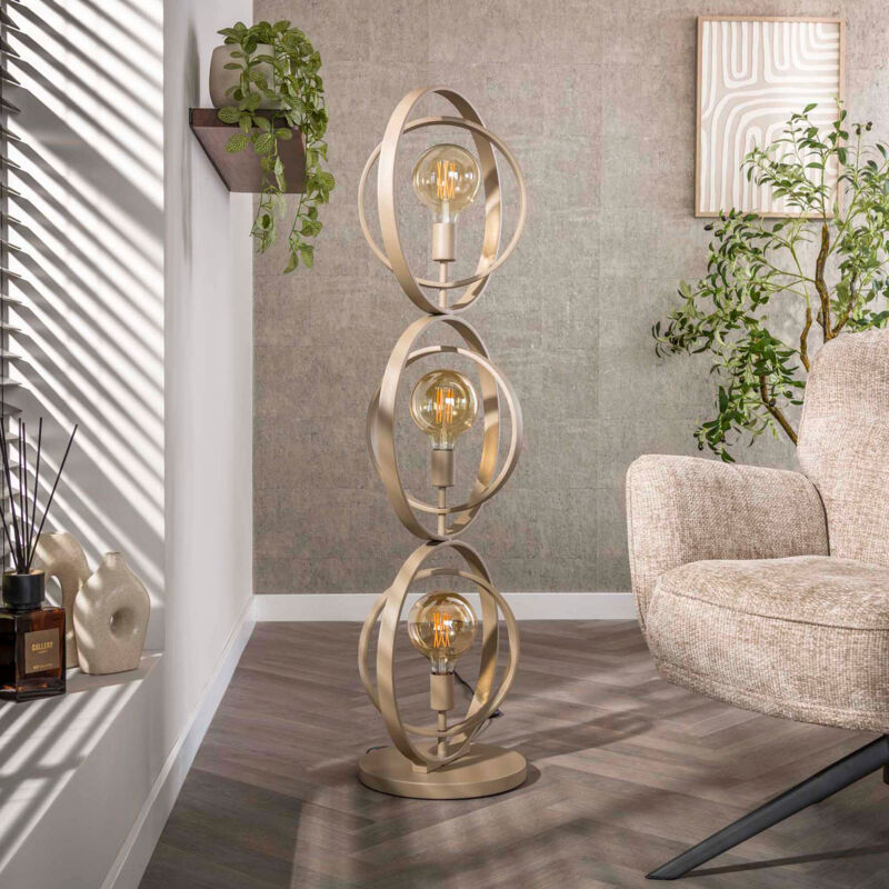 Lampadaire 3 lampes rotatives 40x30x124 cm en métal beige - SYBIL Lampadaire 3 lampes rotatives 40x30x124 cm en métal beige - SYBIL