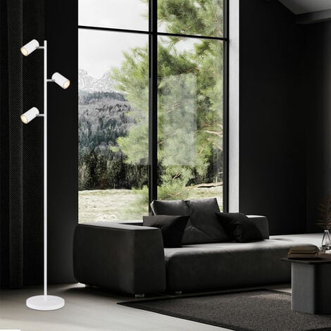 Lampadaire LED dimmable lampe de salon moderne sur pied chrome lampadaire  incurvé, métal, 59W 6700Lm blanc