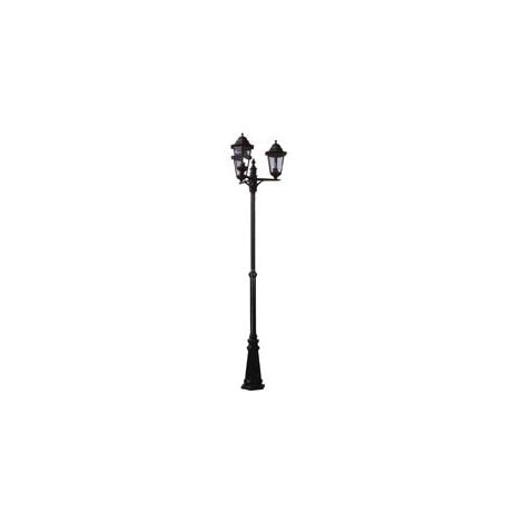 Lampadaire 3 lumières sur poteau modèle Berlin - 3X100w IP44 cm.230h. couleur noire