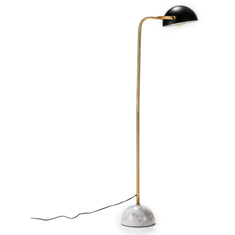 Lampadaire 32x38x145 Marbre Blanc/Métal Doré/Noir Sans Ampoule