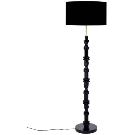 Lampadaire 46x46x145 cm en tissu et métal noir - TOTEM
