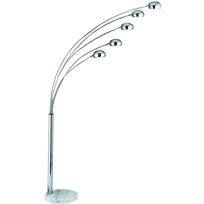 Giraffe - Lampadaire à 5 ampoules chrome, avec base en marbre, E14 - Searchlight