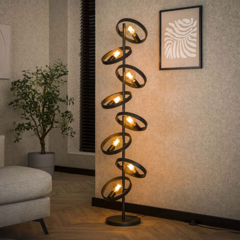 Lampadaire 8 lampes rondes en métal gris foncé - HOOVY
