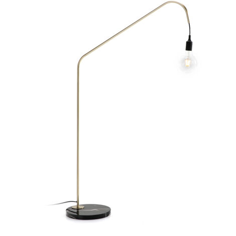 Lampadaire 80x30x142 Marbre Noir/Métal Doré