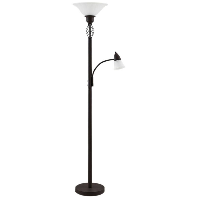 LED Lampadaire 'Dunja' en métal pour salon & salle à manger - rouille, blanc albâtre