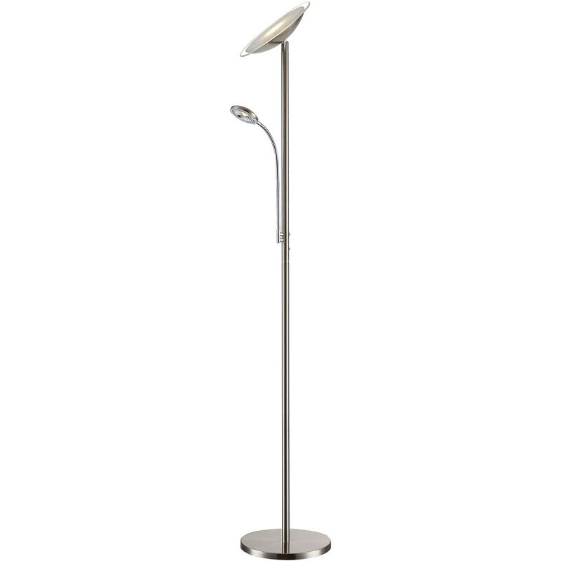 LED Lampadaire à intensité variable 'Malea' en métal pour salon & salle à manger - nickel mat, chromé