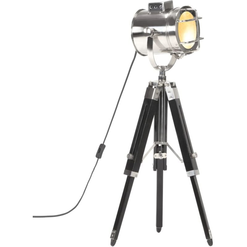 Lampadaire à trépied Noir Bois de manguier massif 69 cm vidaXL