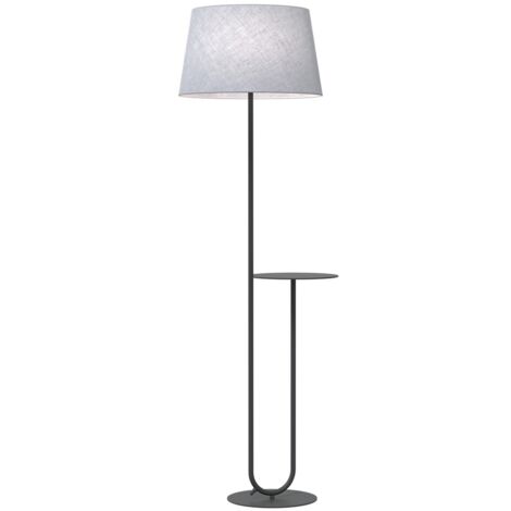 Lampadaire abat-jour noir/gris tablette E27 15W Hotel