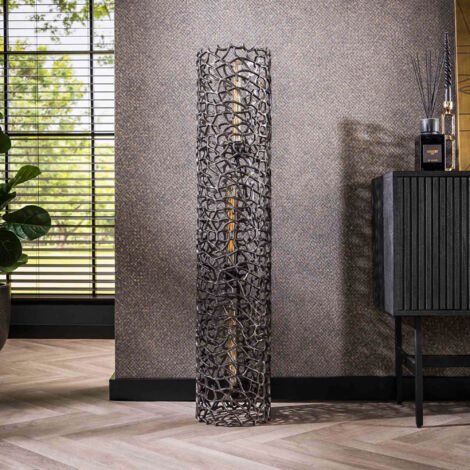 Lampadaire ajouré 25x25x122 cm en aluminium noir vieilli