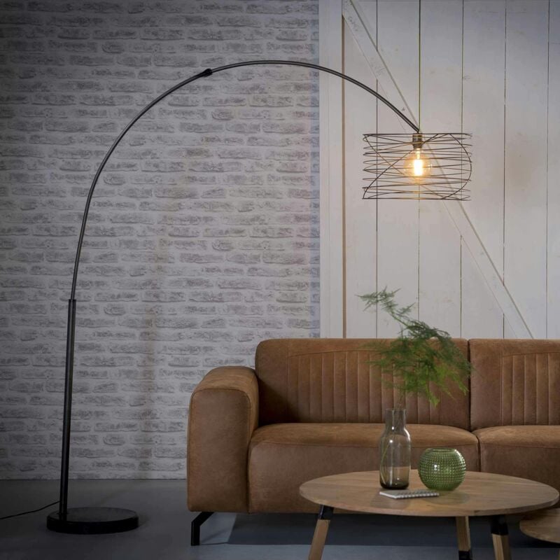 Lampadaire arc forme tourbillon anthracite noir