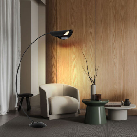 Lampadaire Arc Noir Mat LED Dimmable 3000K