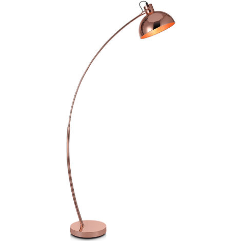 Lampadaire Arco métal arc lampe de sol sur pied abat-jour rose doré VN-L00025-EU - Rose