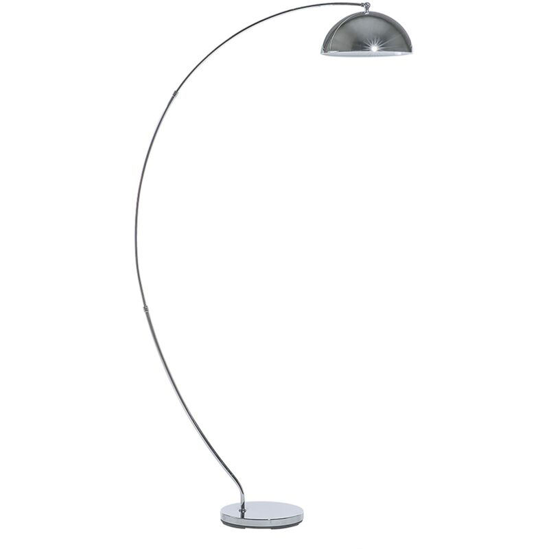 Lampadaire Design Incurvé en Métal Argenté avec Abat-jour Suspendu Réglable E27 Max 60W pour Salon ou Coin Lecture au Design Moderne Beliani
