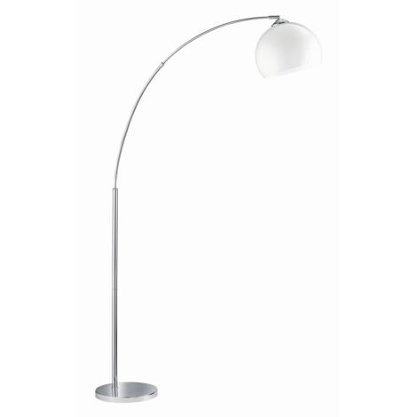 Lampadaire arqué Brasilia 1x E27 Abat-jour Chrome Blanc H180 cm Trio Lighting