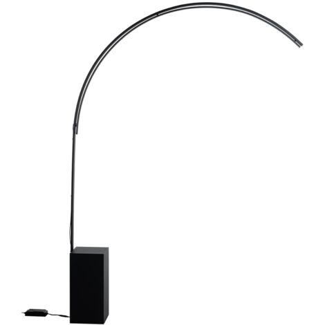 Lampadaire arqué en métal avec LED H215cm Biblio - Noir