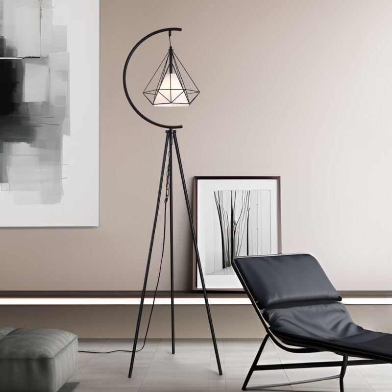 Lampadaire Austell E27 noir blanc Lux.pro